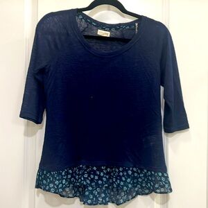 Maison Jules blue‎ and green ruffle shirt